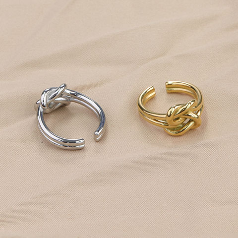 不锈钢戒指首饰结绳式双层戒指